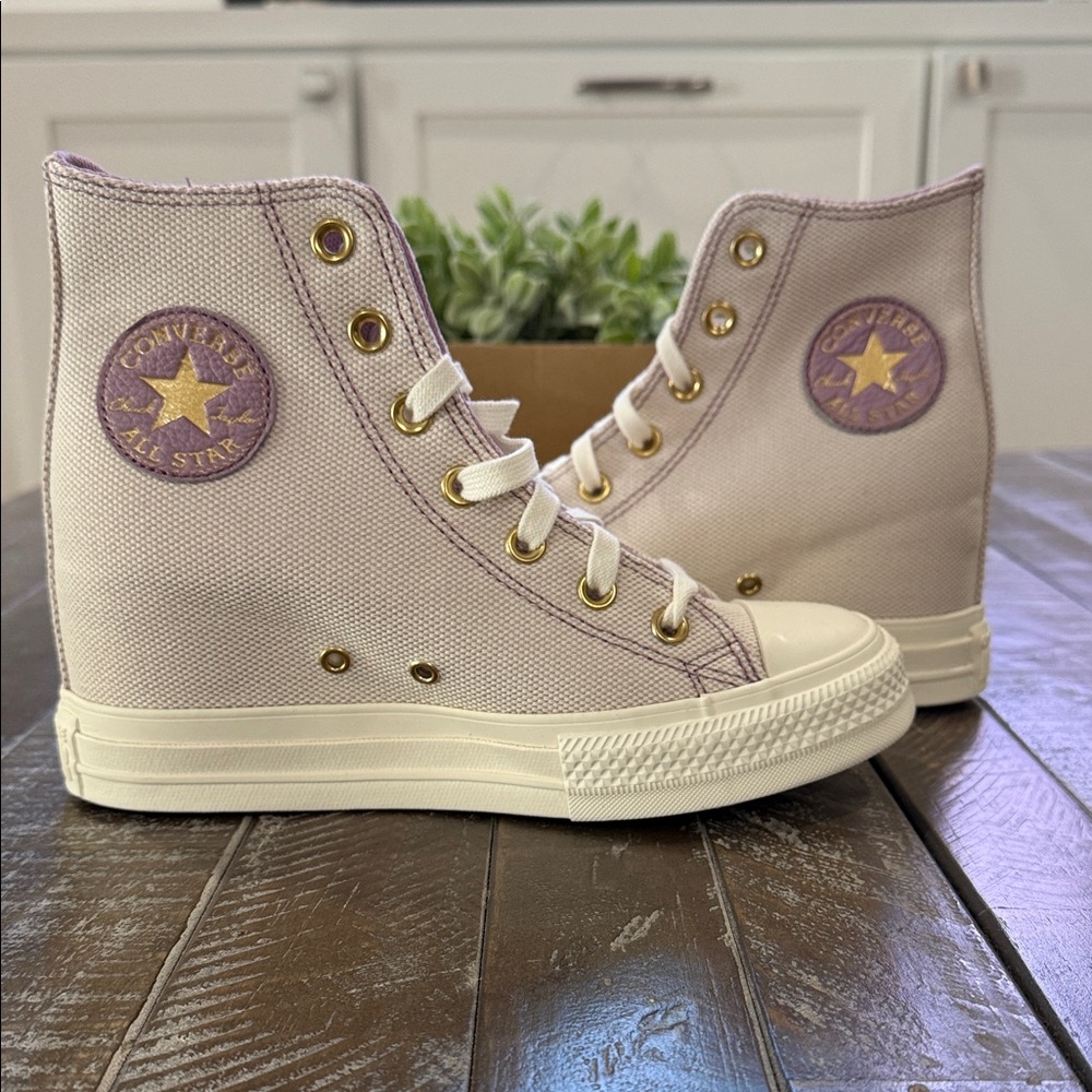 Converse High Top Sneakers in Lavender and Cream